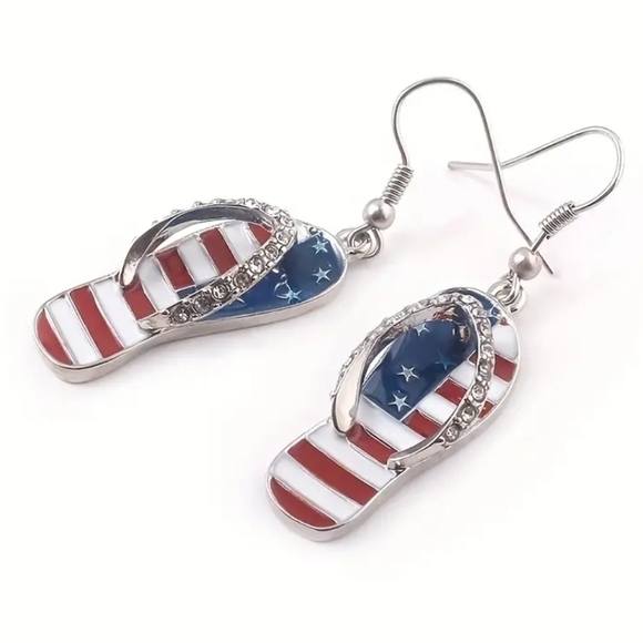 Patriotic Flip Flop Earrings - Picture 3 of 4